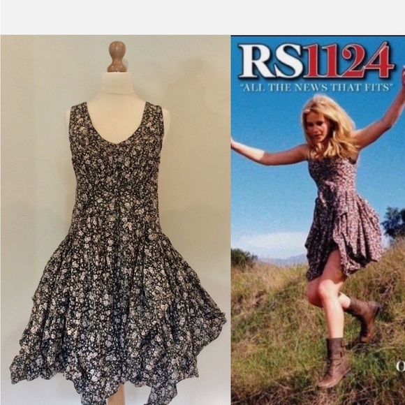 Allsaints x Spitalfields Ditzy Ezra Black Multi Floral Parachute Dress Size 8 - Picture 16 of 16